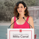 La presidenta Isabel Díaz Ayuso durante la presentación de Milla Canal