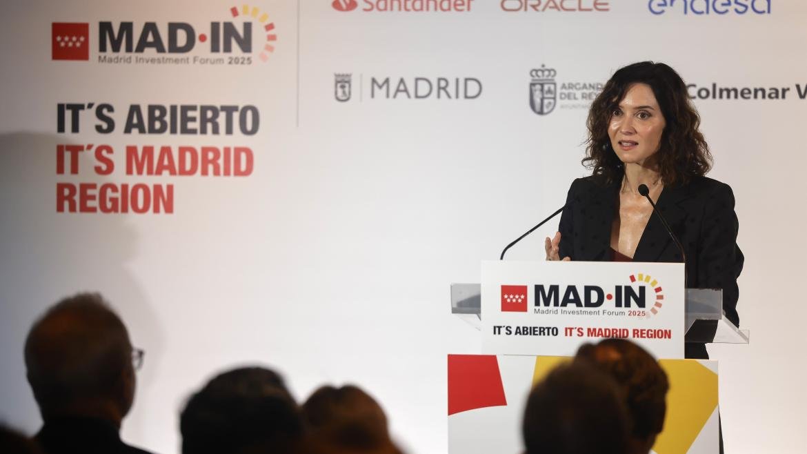 La presidenta Isabel Díaz Ayuso durante la inauguración de la segunda edición del Madrid Investment Forum