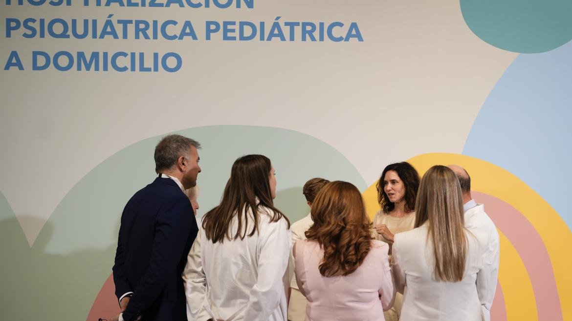 La presidenta Isabel Díaz Ayuso en la presentación del balance de la Unidad de Hospitalización Pediátrica a Domicilio del Hospital Niño Jesús