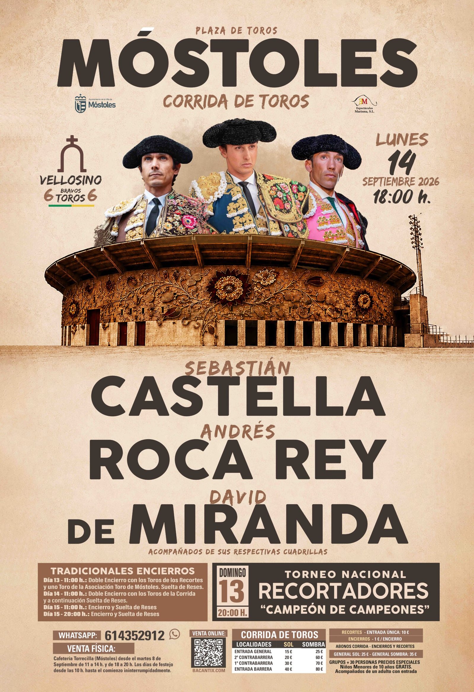 Móstoles vibrará con un cartel estelar de toreros en sus fiestas patronales