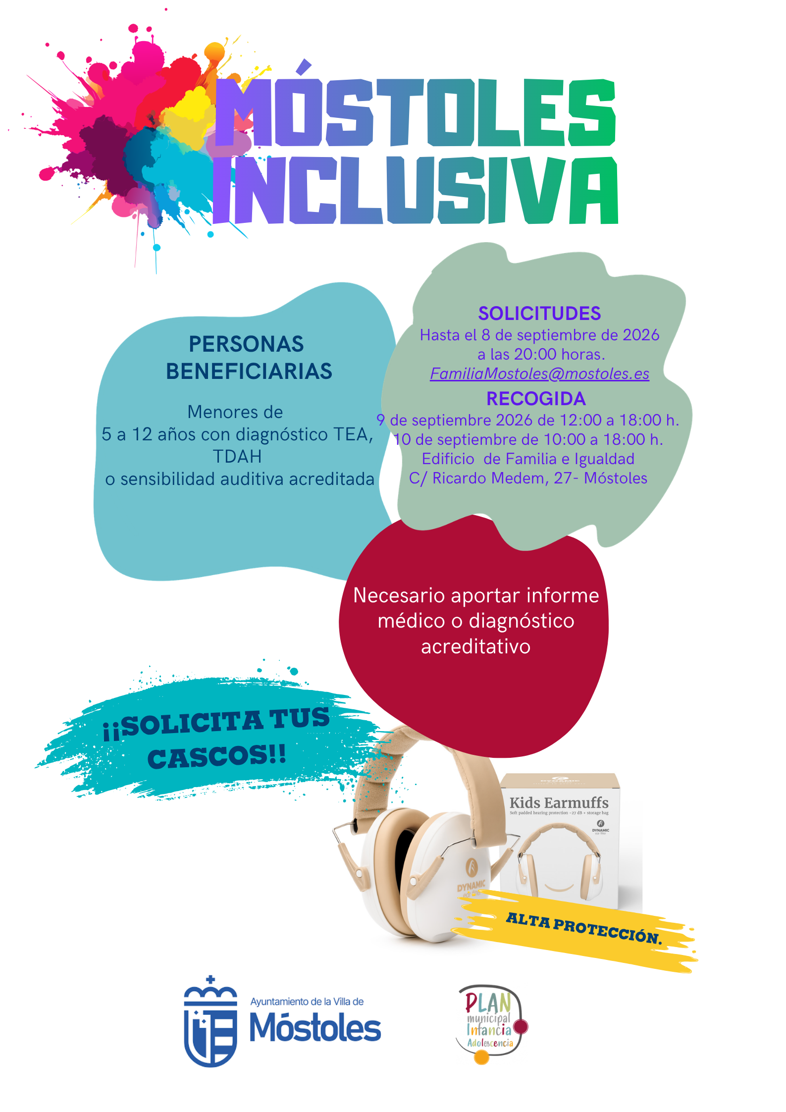 El Ayuntamiento de Móstoles repartirá 500 cascos antirruido para niños con sensibilidad auditiva