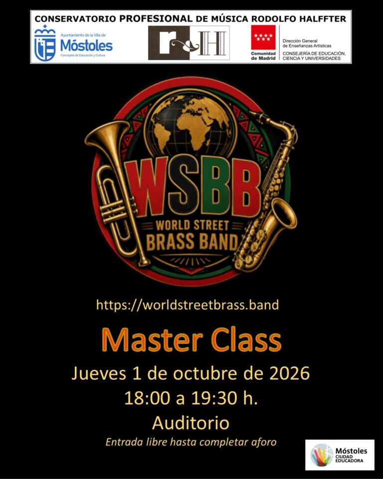 Móstoles acoge una clase magistral de la World Street Brass Band en el conservatorio Rodolfo Halffter